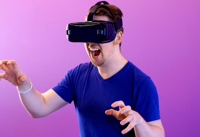 Man enjoys on VR Glass